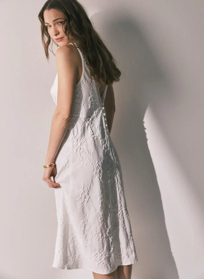 women'secret  Long satin jacquard nightdress in White for Women | Best Price UAE